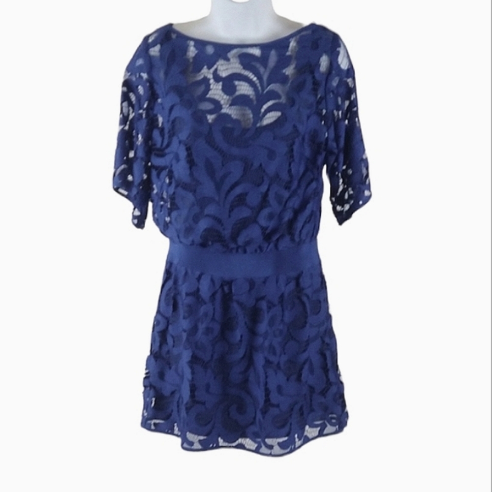 Milly of New York blue lace overlay dress
